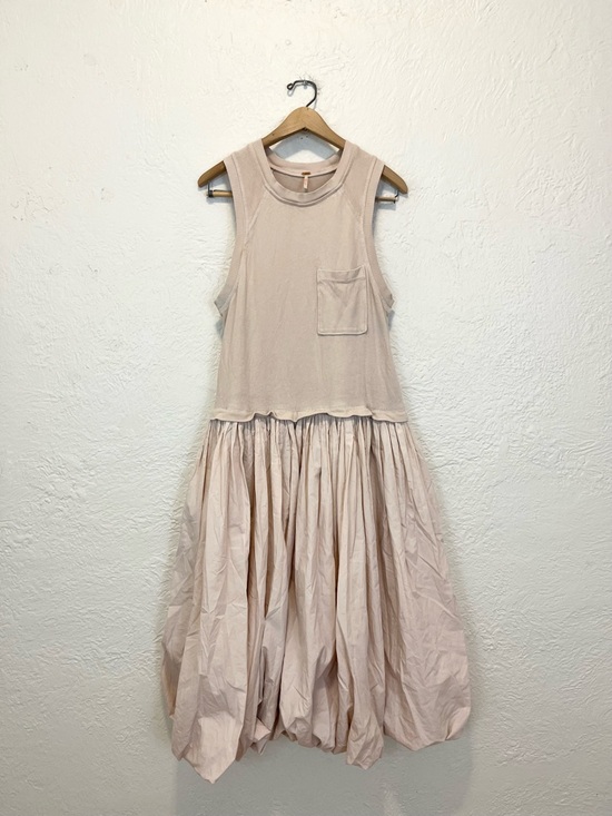 Free People Dress Midi Cream Lilly Bubble Hem Small S - Picture 4 of 11